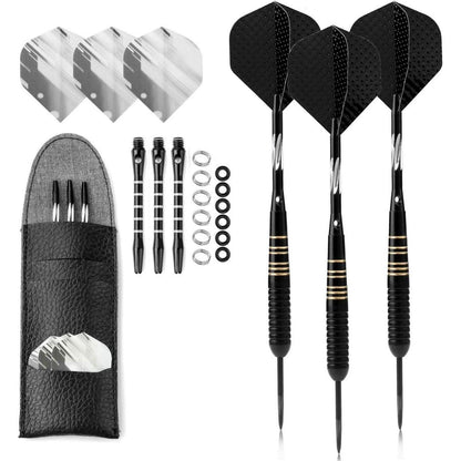 Profi Steeldarts 3 Stück Set 23g Dartpfeile PU Case Schwarze