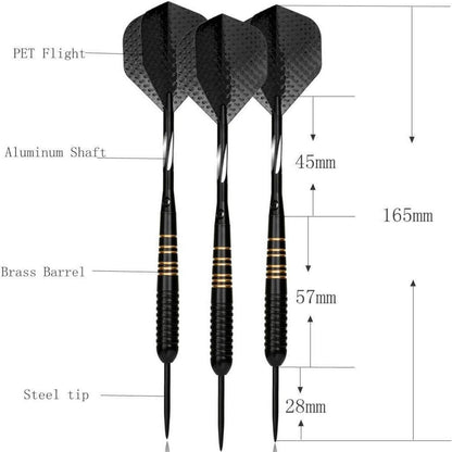 Profi Steeldarts 3 Stück Set 23g Dartpfeile PU Case Schwarze