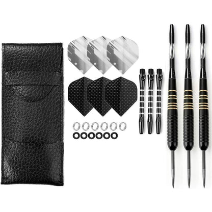 Profi Steeldarts 3 Stück Set 23g Dartpfeile PU Case Schwarze