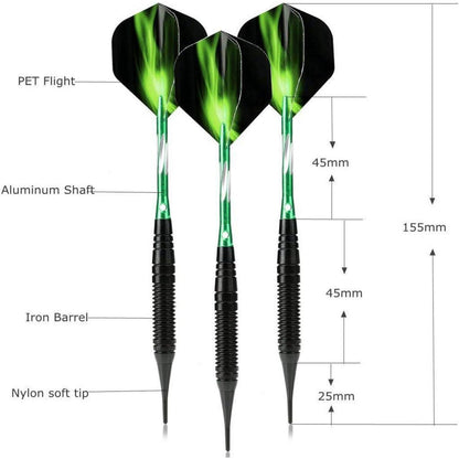 Dartpfeile Set 19g Kunststoffspitze mit Tasche - Softdart