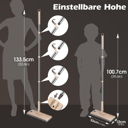 Wischmopp Set mit Eimer, Edelstahlgriff und 6 Mikrofaser