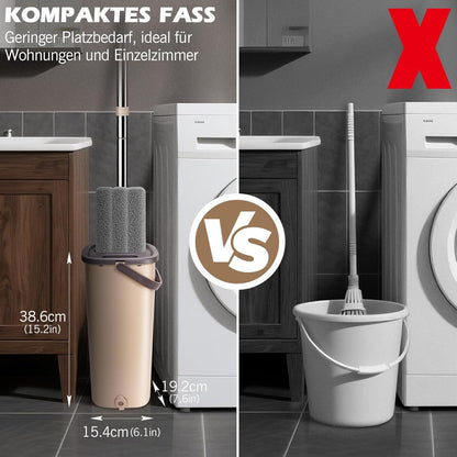 Wischmopp Set 2in1 Bodenwischer mit Eimer & Edelstahlgriff