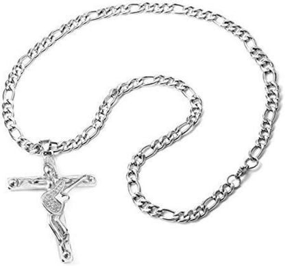 Johnny Hallyday Kreuz Anhänger Halskette Rocker Silber Damen Herren Gift