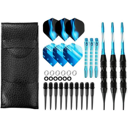 Dartpfeile Set Soft 20g Blau mit Koffer - Profi Darts mit