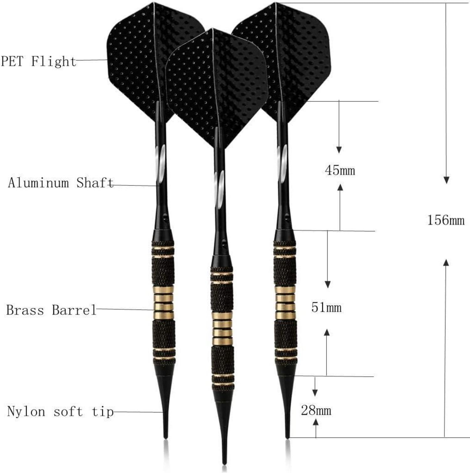Soft Dartpfeile Set 18g Turnier Darts Aluminium Schaft PU Bag