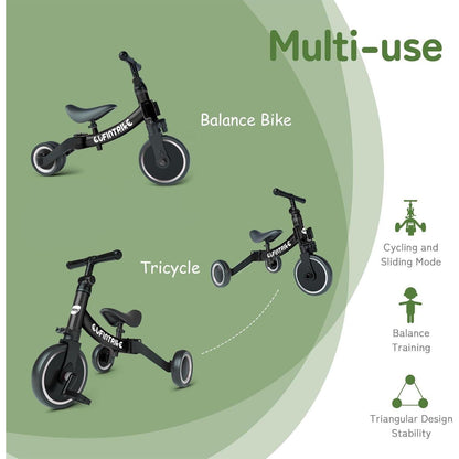 besrey 5 in 1 Kinderdreirad Dreirad Lauffahrrad Schwarz