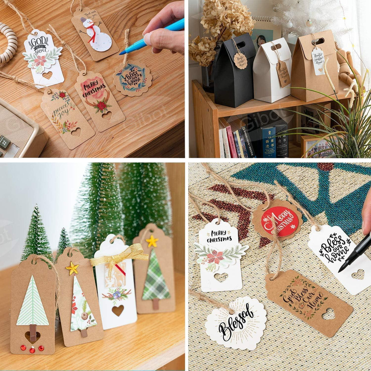 200 Kraftpapier Geschenkanhänger Etiketten Natural Craft Card Jute Schnur