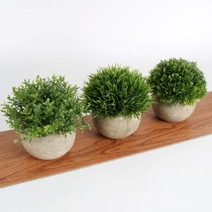 Kunstpflanzen Set 3er Künstliche Pflanzen Grauer Topf 9.5x13cm - Deko Innen