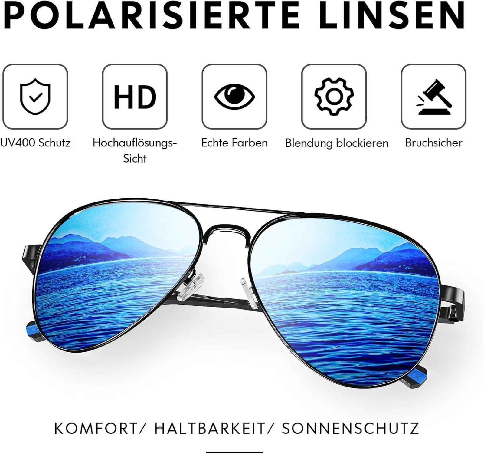 DADA-PRO Polarisierte Pilotenbrille Herren Damen UV400 Retro