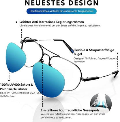 Polarisierte Pilotenbrille Herren Damen Retro Sonnenbrille UV400 Schutz