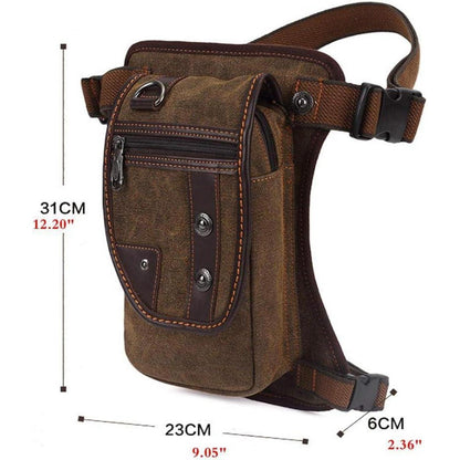 Motorrad Beintasche Canvas Reitertasche Braun – Vielseitige Hüfttasche