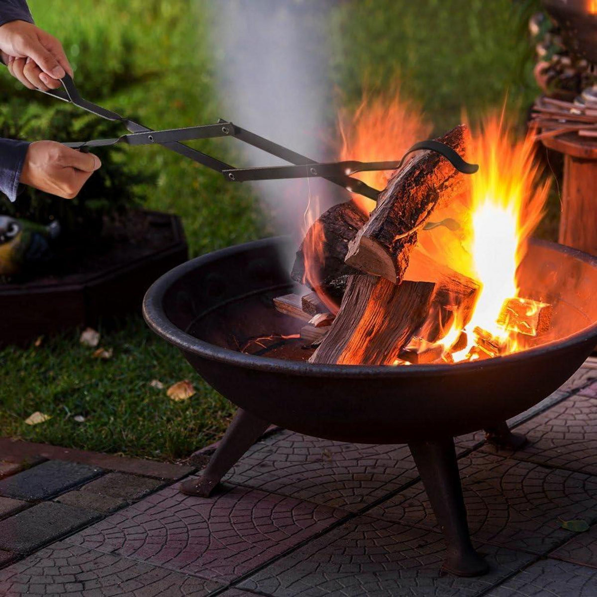 Kaminzange 66cm Feuerholzzange Schwerlast Brennholzzange für Holzofen
