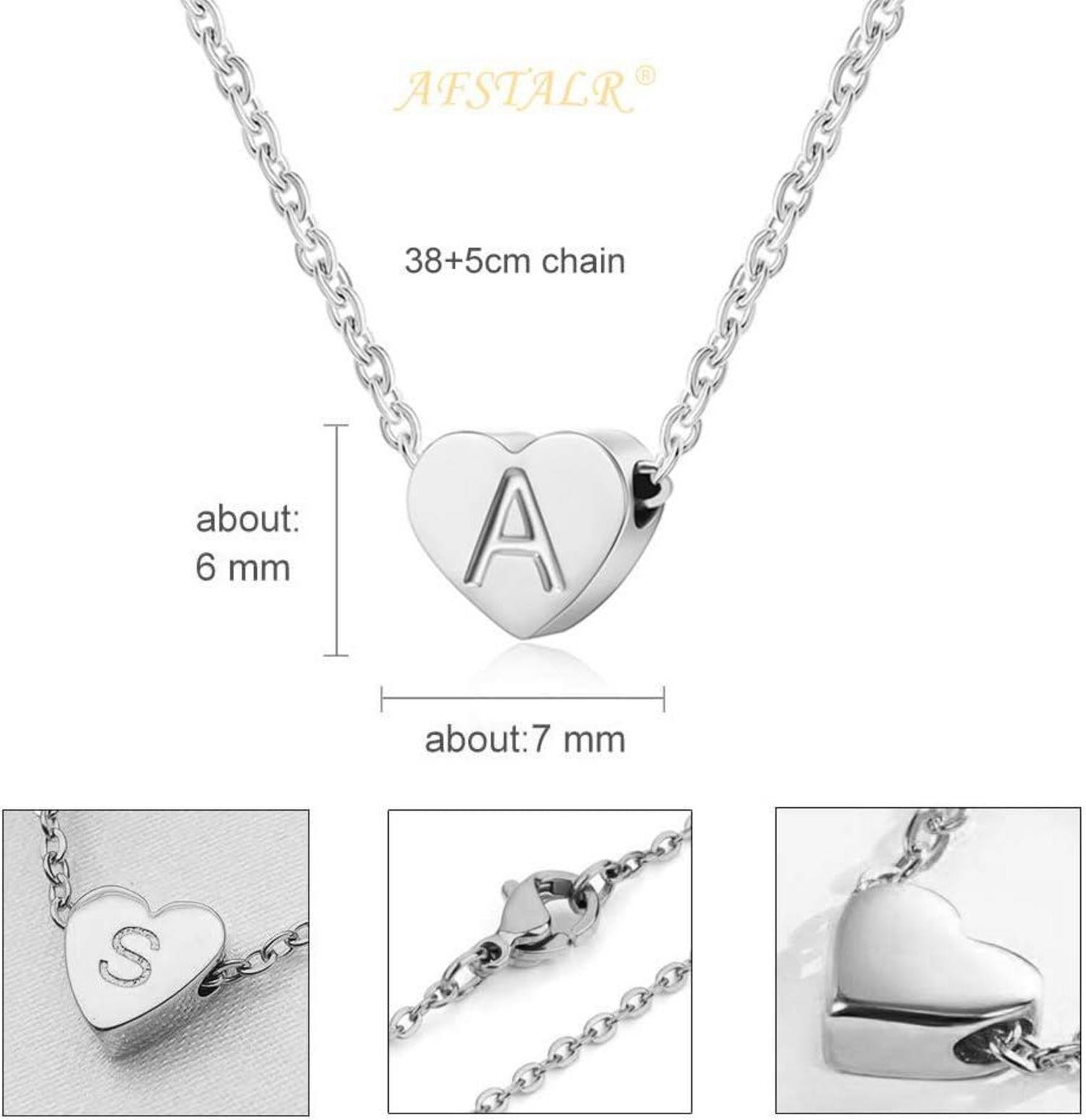 Silber Damen Halskette mit Herzanhänger Initialschmuck Geburtstagsgeschenk