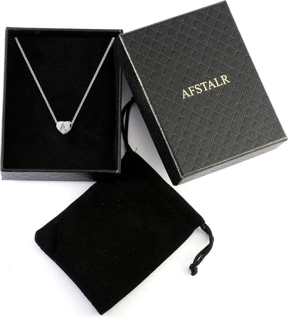 Silber Damen Halskette Buchstabenherz Anhänger Initialschmuck Frauen Mädchen