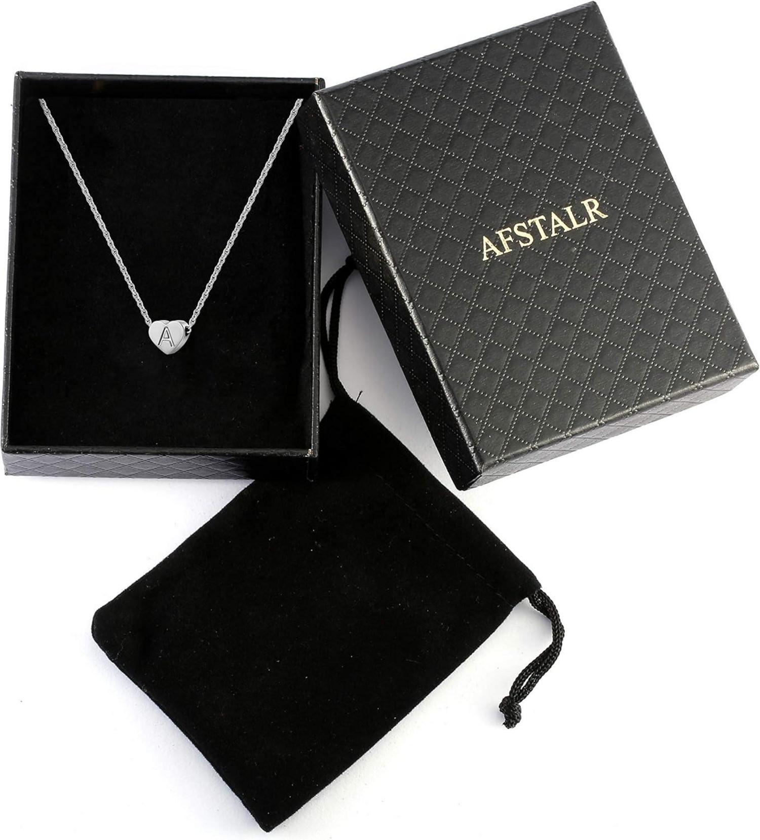 AFSTALR Silber Damen Buchstabenherz Halskette Initialschmuck Frauen Mädchen