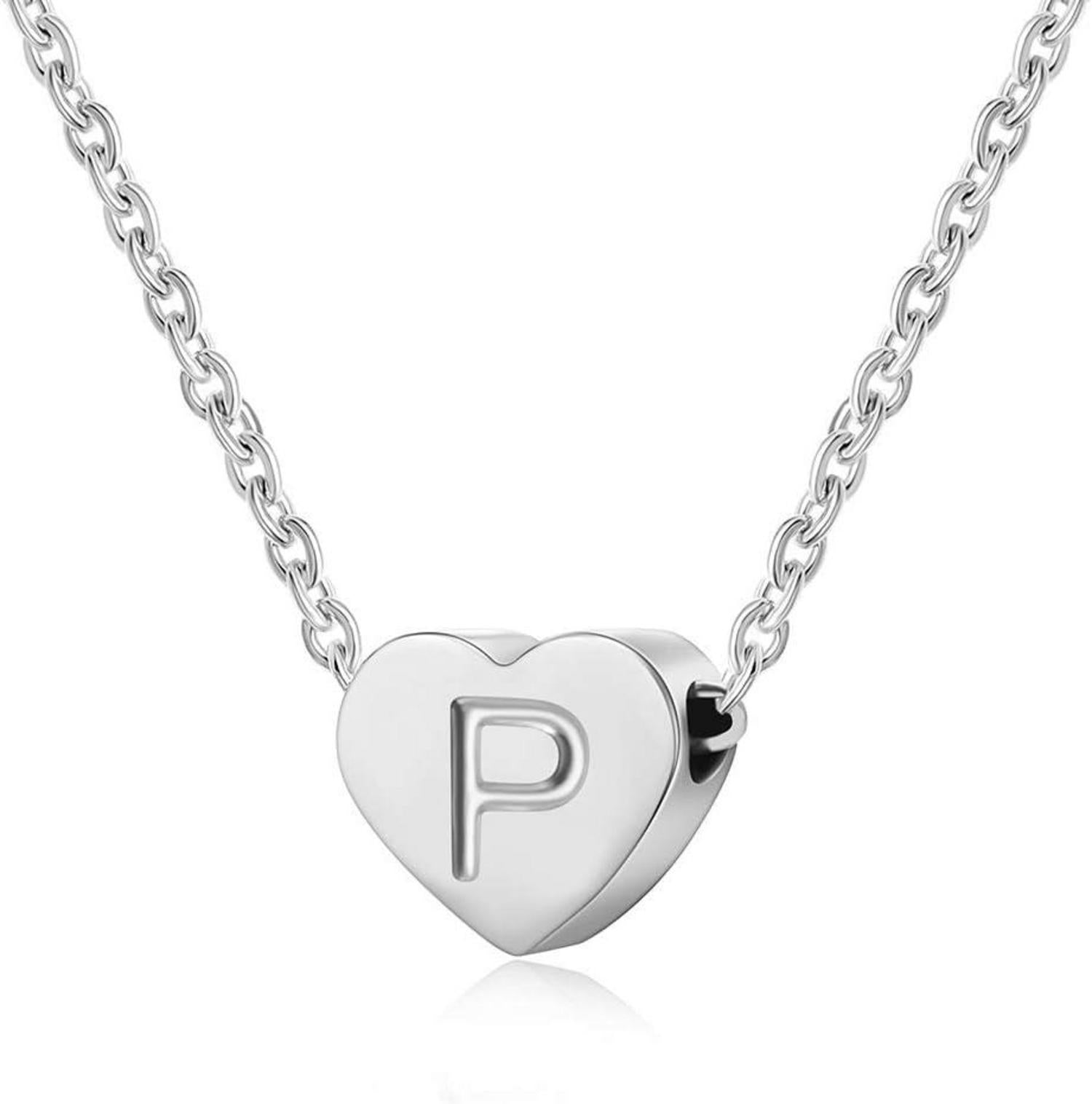 Silber Halskette mit Buchstabenherz Anhänger Initialschmuck