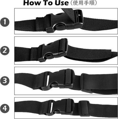 Nylon Gurtband mit Verstellbarer Schnalle 25mm Schwarz 4er Set