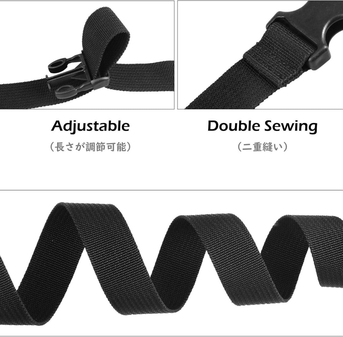 TRIWONDER Schwarz Nylon Gurtband 25mm - 4 Stück, Verschleißfest - 1m