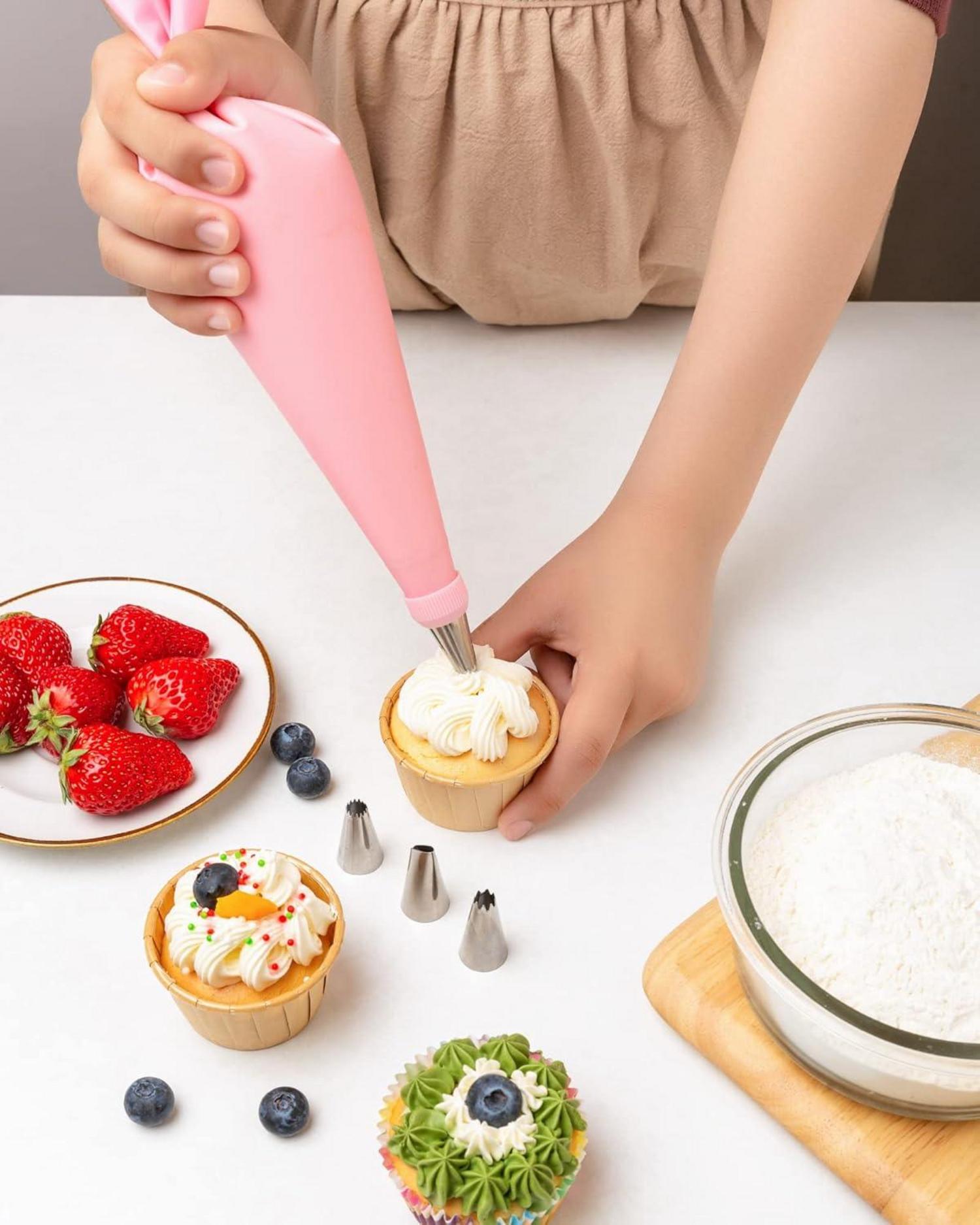 Spritzbeutel Tüllen Set 40tlg Edelstahl Silikon Cupcakes Torten Zubehör