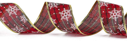 Weihnachtsband Schneeflockenmuster 63mm x 22m Gold Edge