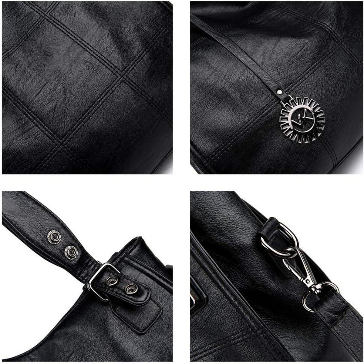 Damen Hobo Schultertasche PU-Leder Umhängetasche Stickerei Handtasche