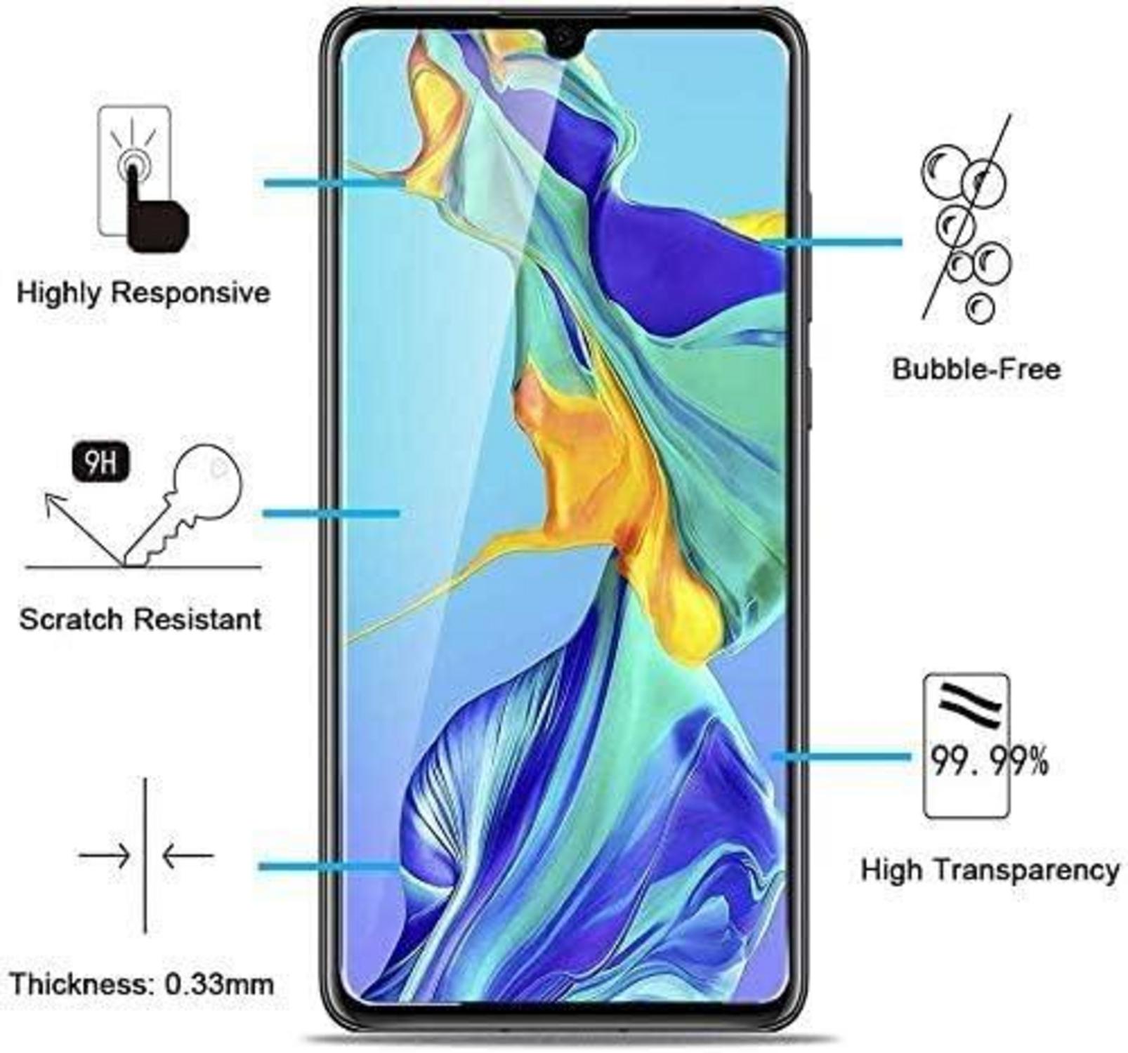Panzer Schutz Glas Huawei P30 3 Stück 9H Härte Ultra-klar