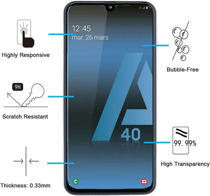 Panzer Schutz Glas Samsung Galaxy A40 2 Stück 9H Härte