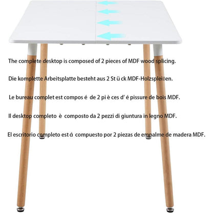 Rechteckiger Esstisch Buchenholz weiß 110x70cm – Küchentisch für 4 Personen