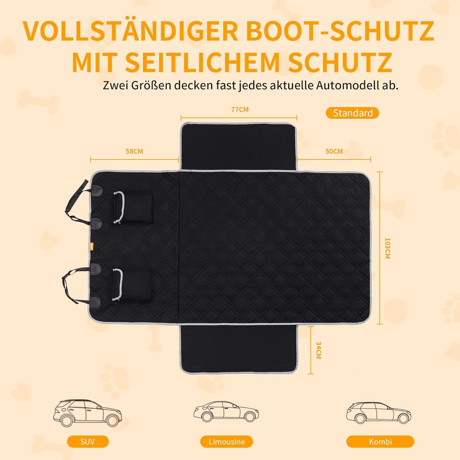 Auto Kofferraumschutz Hund 185x103cm Schwarz Wasserdicht & Reißfest