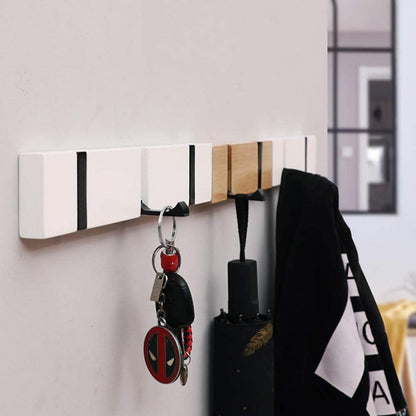 Klappbare Wandhakenleiste Holz Weiß 3 Haken