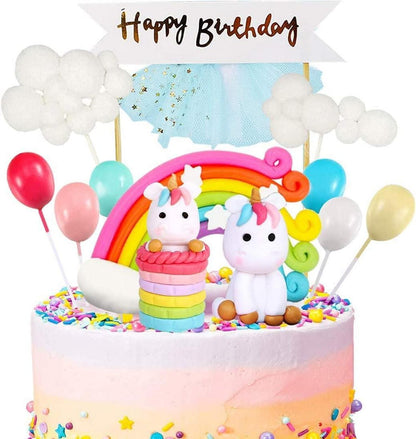 Tortendeko Einhorn Geburtstag Kuchen Topper Regenbogen Luftballon Wolke Girlande