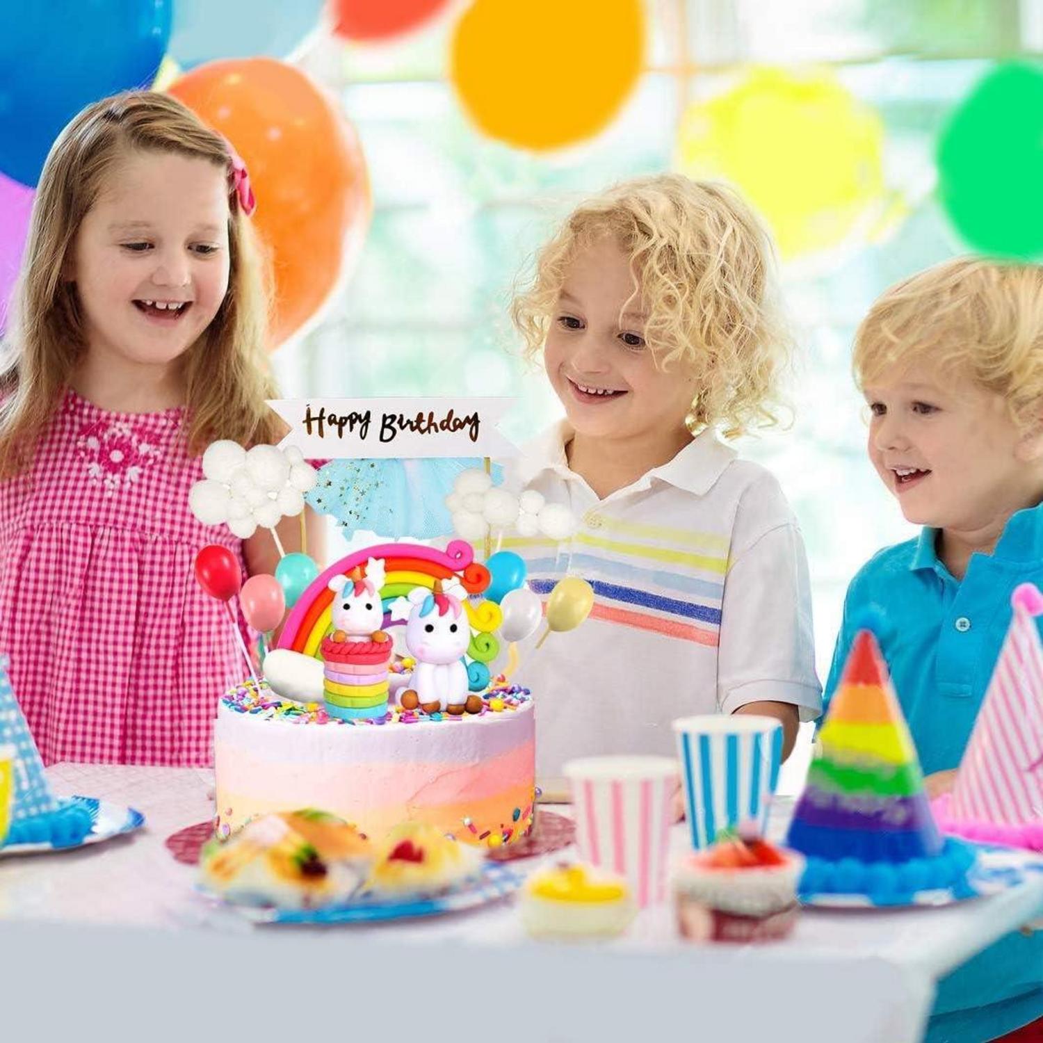Einhorn Geburtstag Kuchen Topper Set Regenbogen Wolke Luftballon