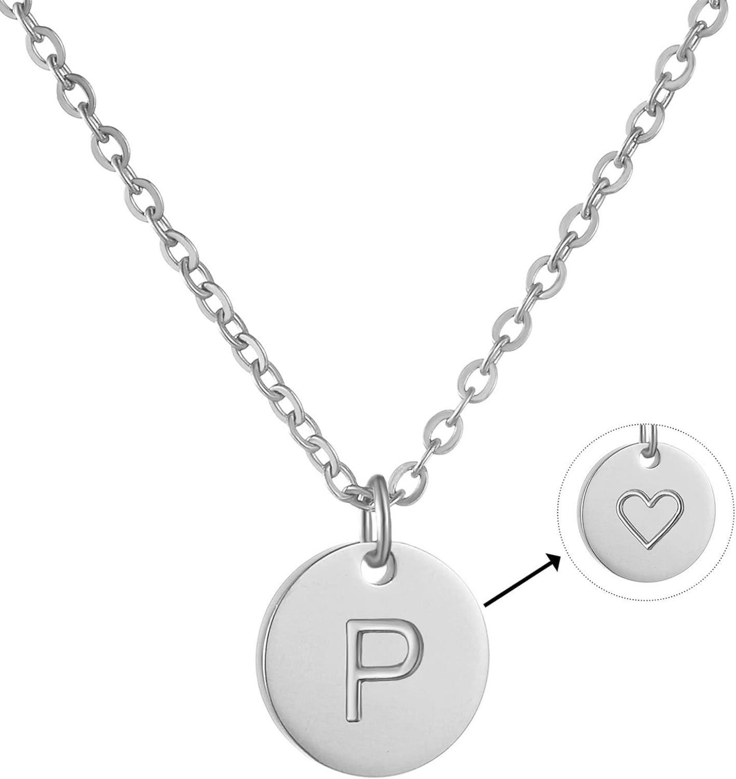 Initialen Kette Buchstaben Anhänger Gold Silber Rosa mit Herzanhänger