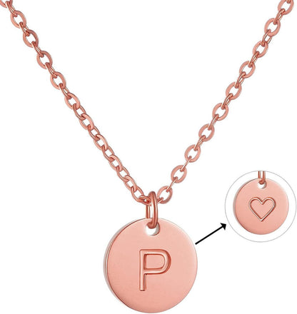 Initialen Kette Anhänger Herz Gold-Rosegold-Silber, Halskette Mädchen