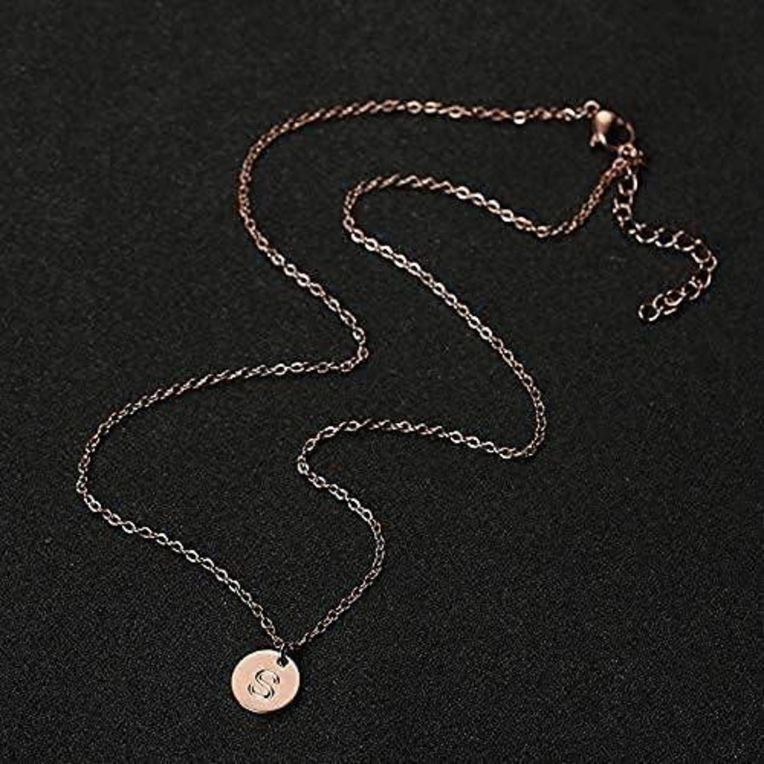 Initialen Kette Damen Buchstaben Anhänger Roségold Herz Halskette