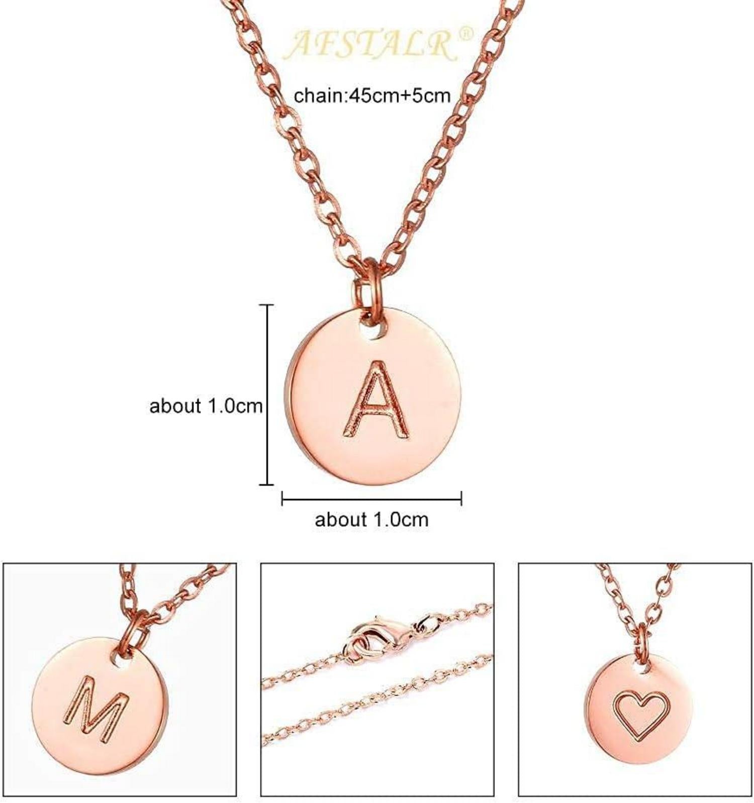 Damen Gold Rosegold Silber Initialen Anhänger Halskette Herz Schmuck