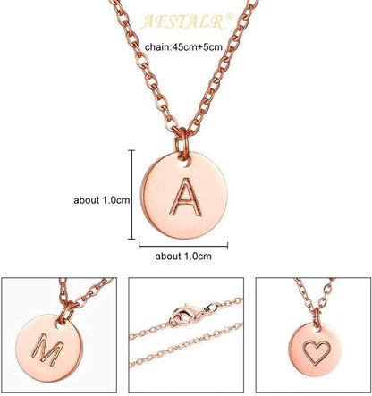 Damen Gold Rosegold Silber Initialen Anhänger Halskette Herz Schmuck