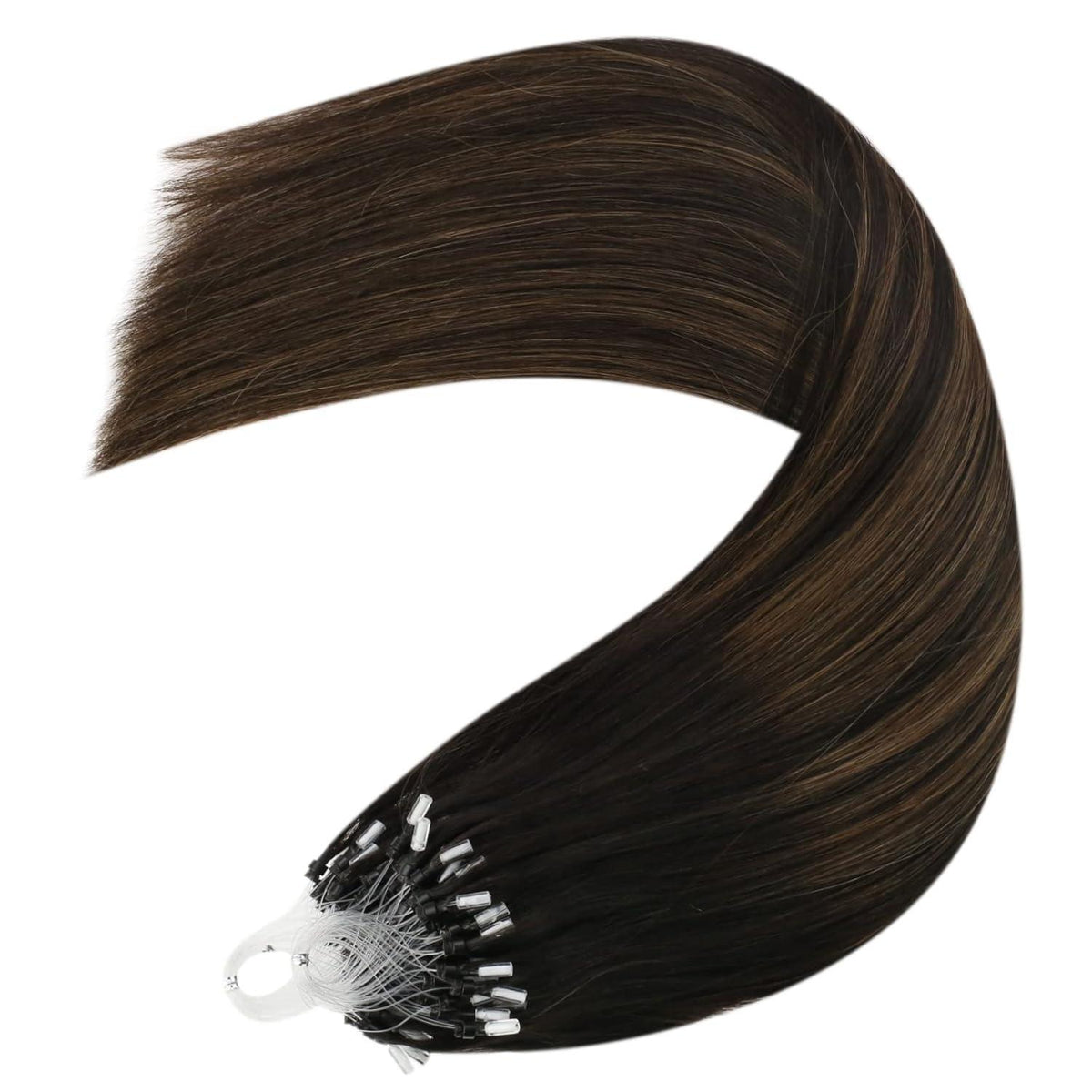Echthaar Micro Ring Extensions Ombre Braun 35cm