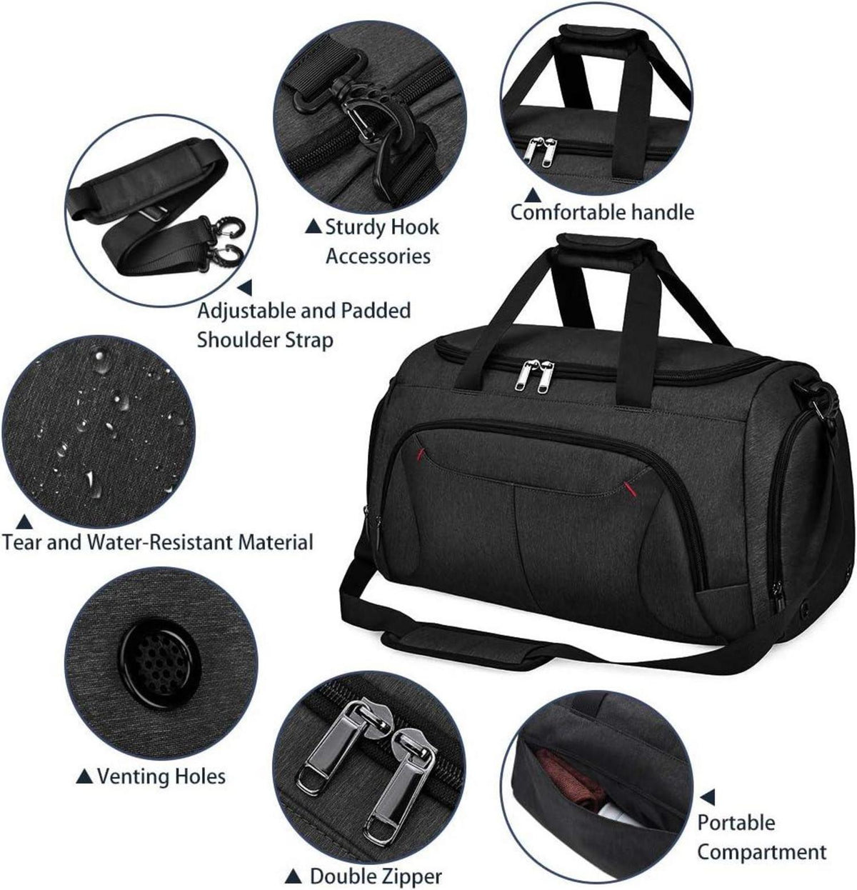 Sporttasche NUBILY mit Schuhfach, 40 l, wasserdicht, Weekender