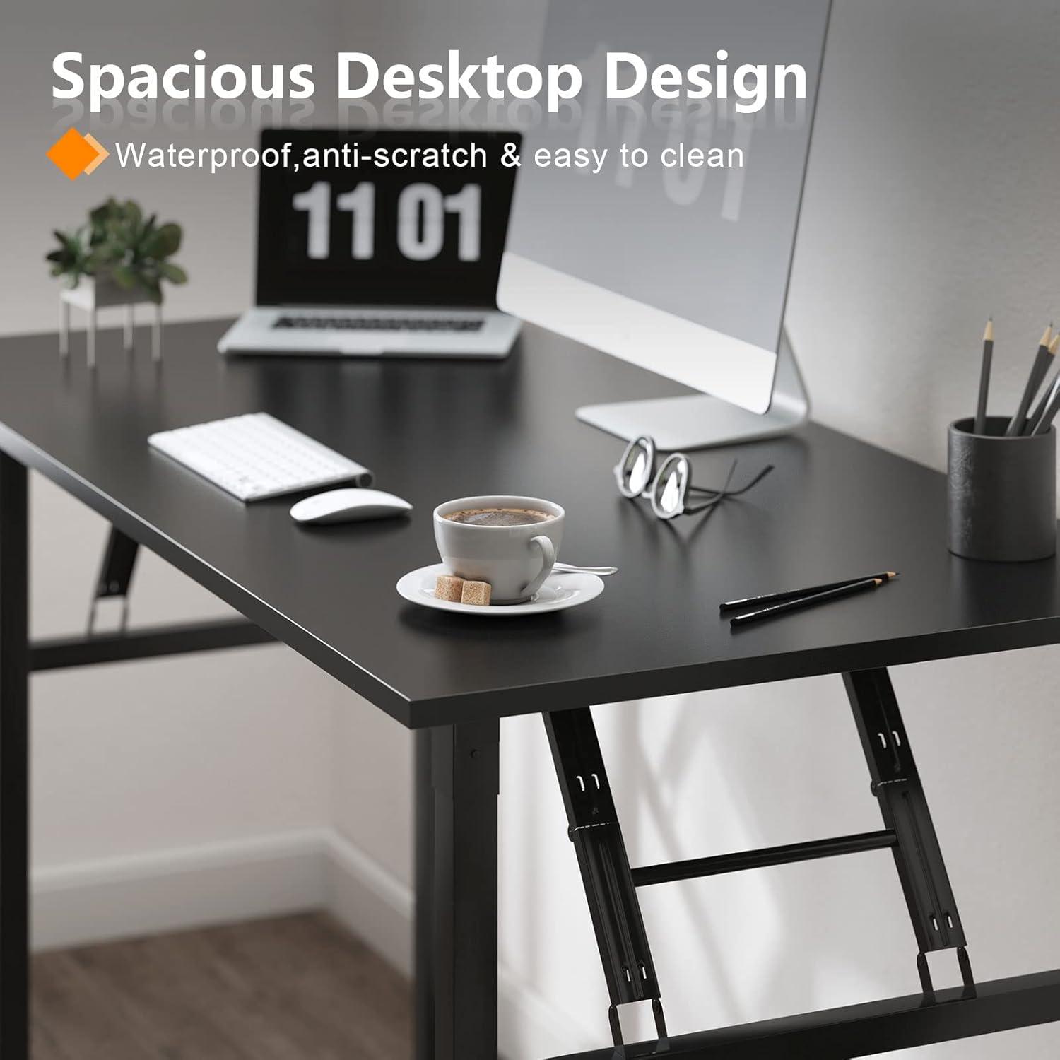 Klapptisch 80x40x75 cm PC Schreibtisch Schwarz E1 Holzplatte