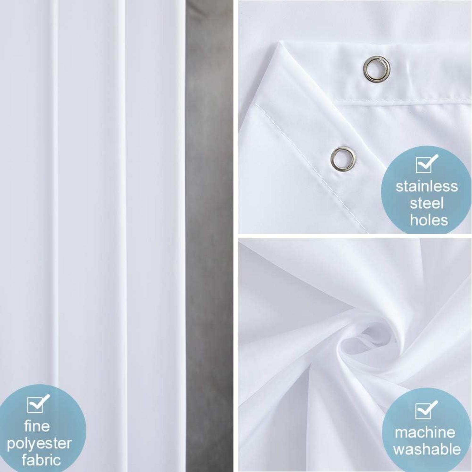 Schmaler Duschvorhang Polyester Textil Weiß wasserabweisend 150x180