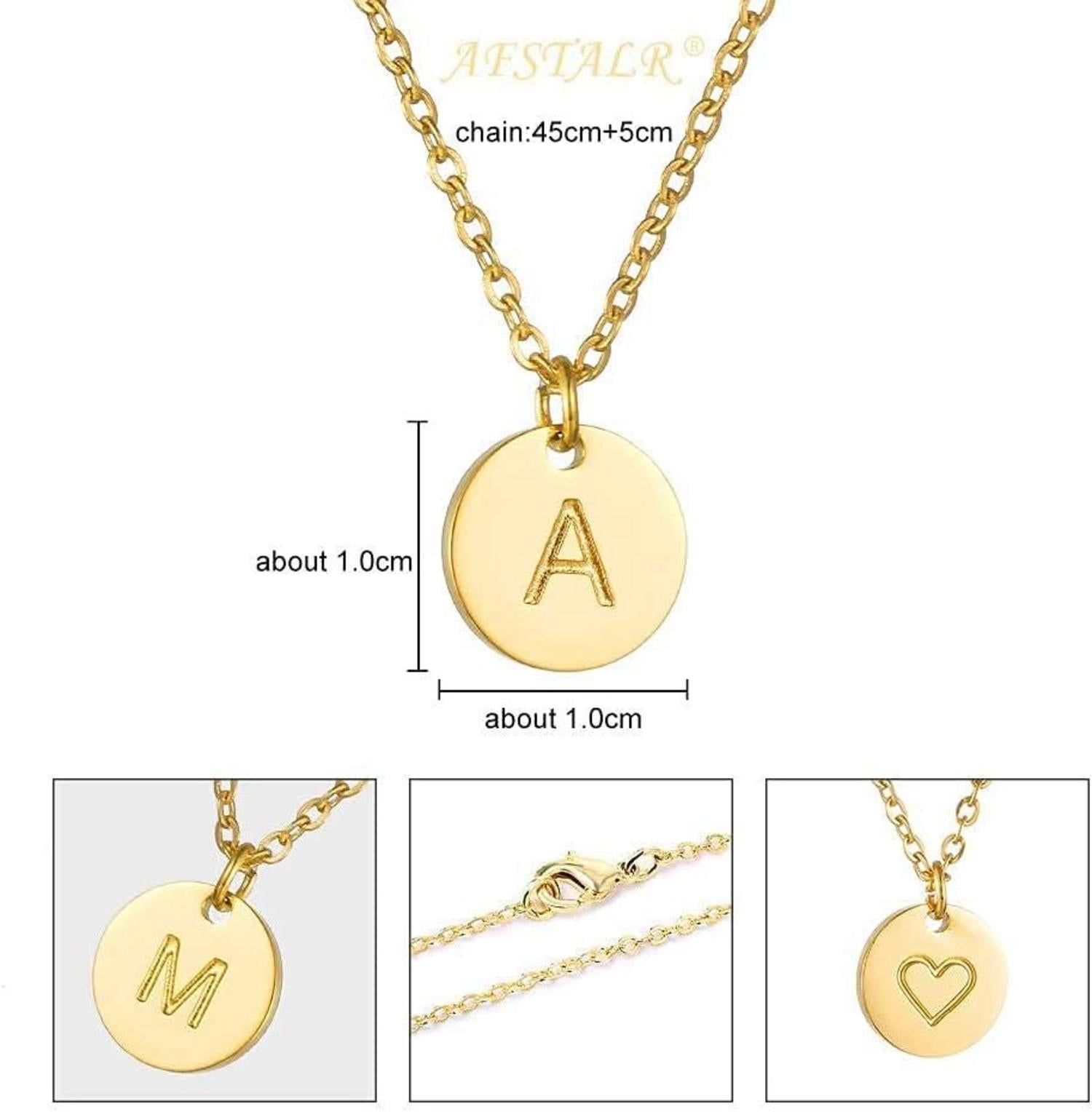 Damen Initialen Kette Buchstaben Anhänger Gold Silber Rosegold Herzen