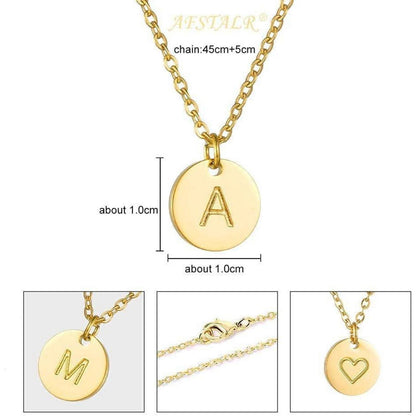 Damen Initialen Kette Buchstaben Anhänger Gold