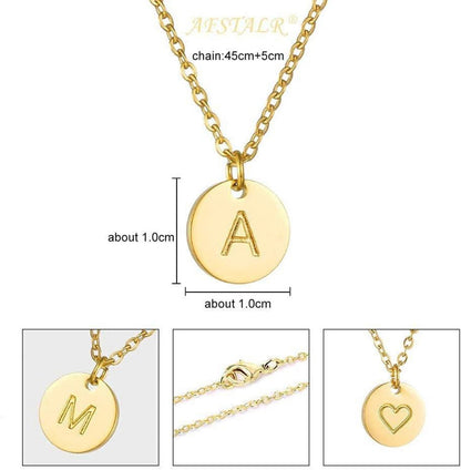 Damen Initialen Kette Buchstaben Anhänger Gold Silber Rosegold Herzen