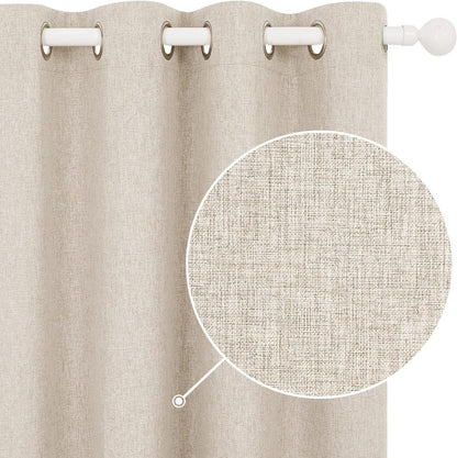 Vollverdunkelungsgardinen Leinenoptik Blickdicht 138x117cm 2er Set