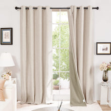 Deconovo Vollverdunkelungsgardinen 138x117 Leinenoptik, 2er
