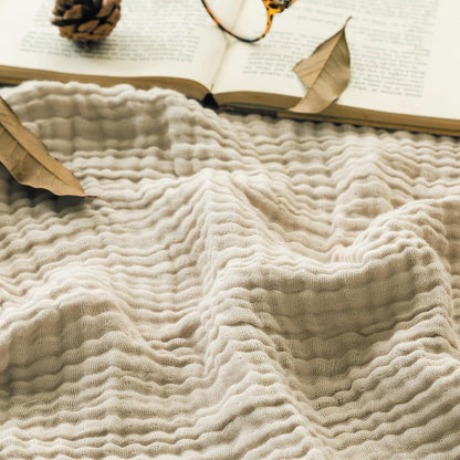 Weiche Baumwoll Musselin Decke, Beige, 127 x 177 cm
