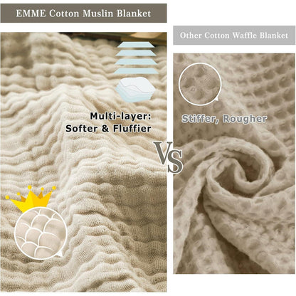 Weiche Baumwoll Musselin Decke, Beige, 127 x 177 cm
