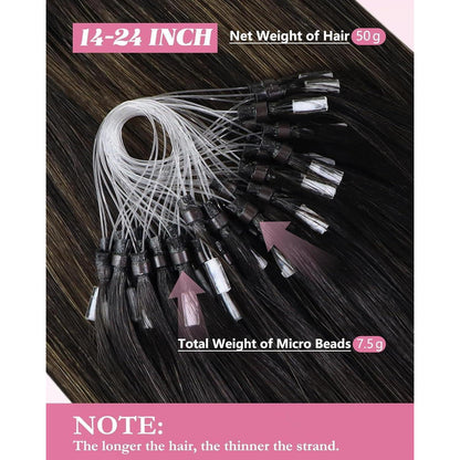 Braune Ombre Microring Extensions Echthaar 45cm
