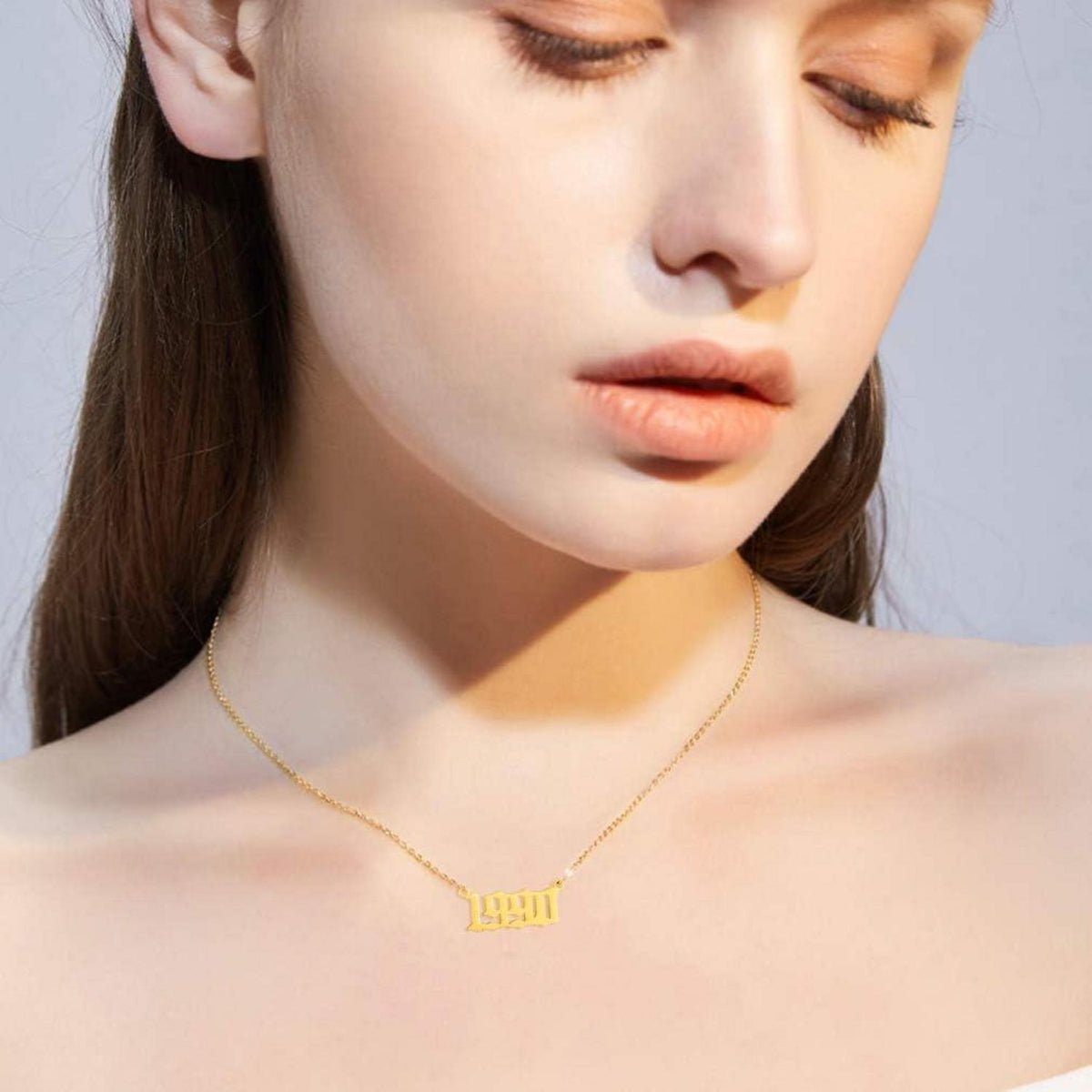AFSTALR Birth Year Number Necklace Women Birthday Gifts
